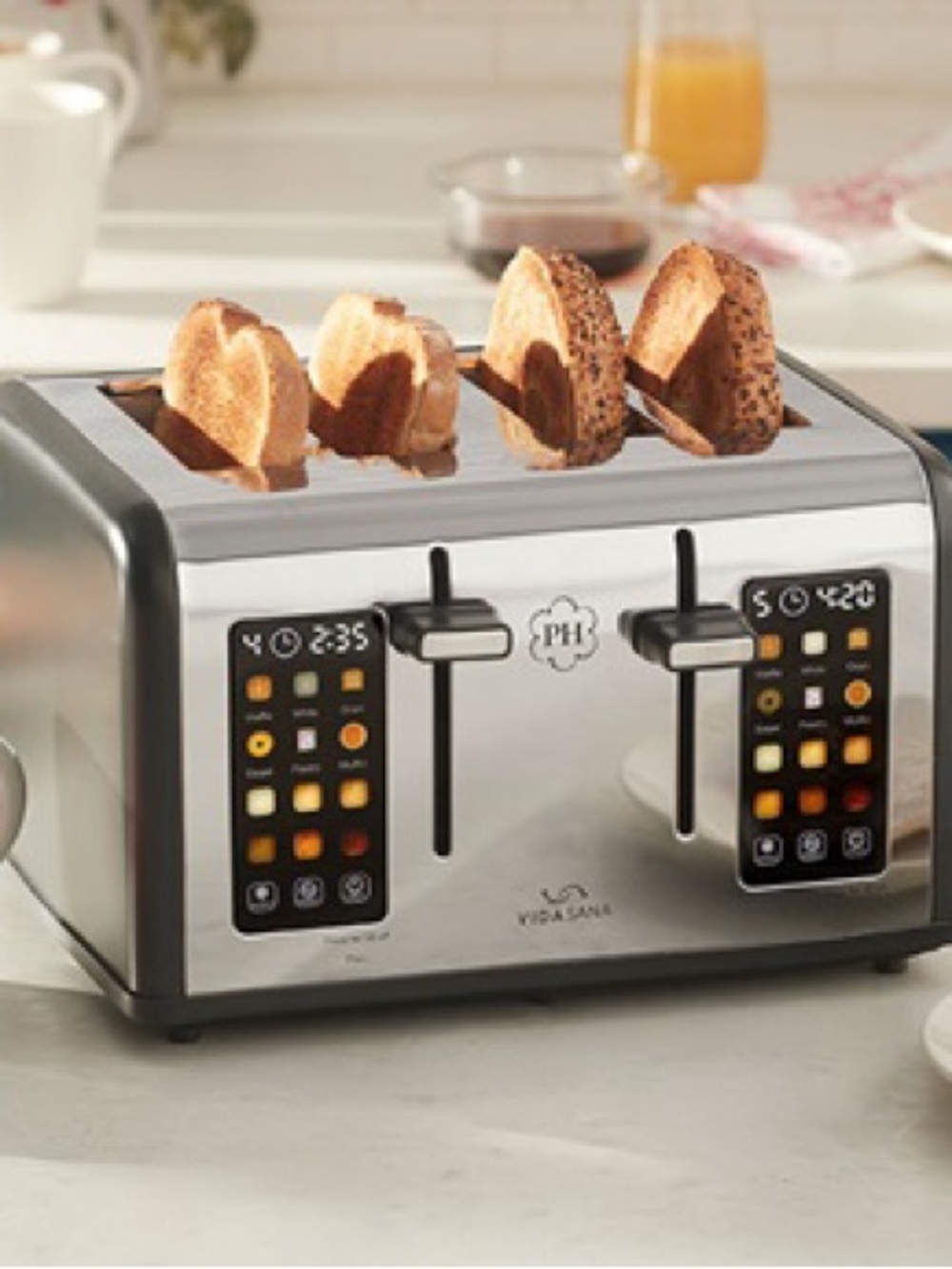 Princess House Stainless Steel 4-Slice Toaster with Dual Controls
